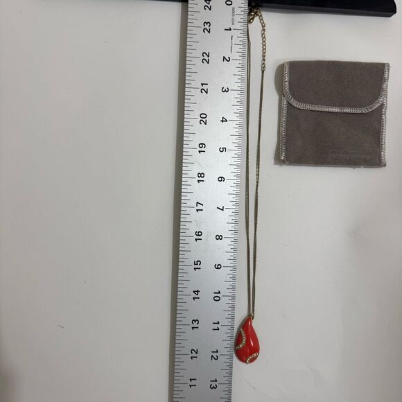 LIA SOPHIA necklace | coral gold rhinestone pendant | Kiam Family - Picture 7 of 7